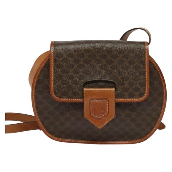 CELINE Macadam Canvas Shoulder Bag Pvc Leather Brown Gold - Picture 2 of 12